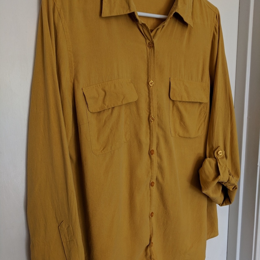 Nexx New York Silk Mustard Button Up Blouse